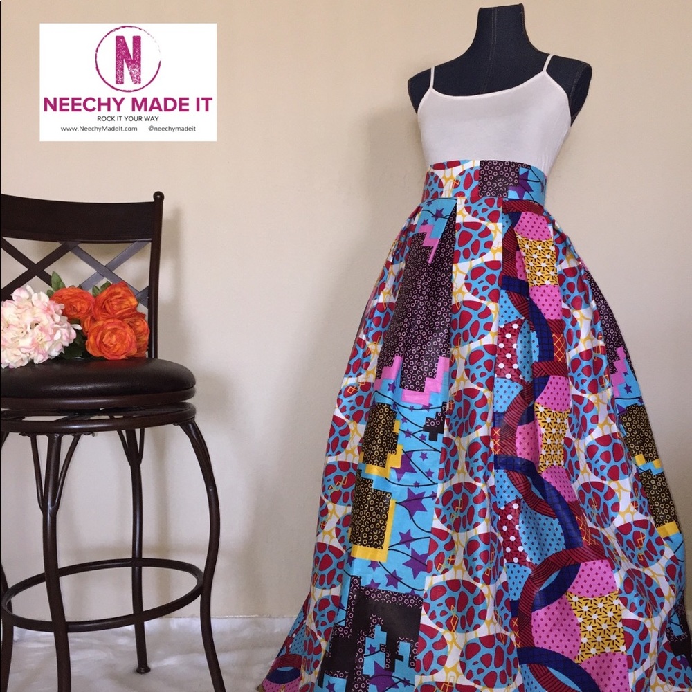 Patchwork African Print maxi skirt